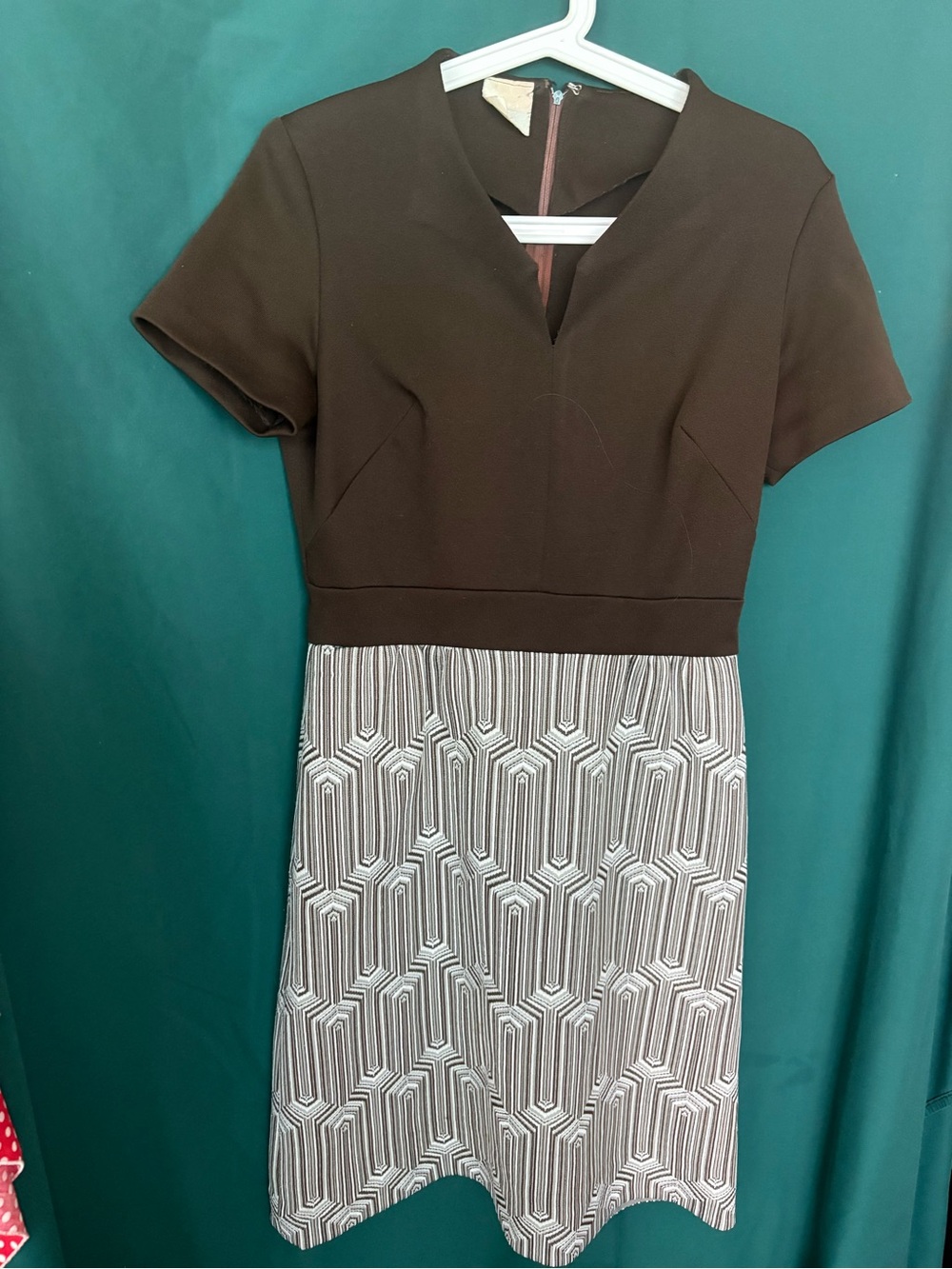 Vintage stripe brown white dress